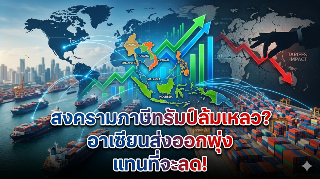 สงครามภาษีทรัมป์ล้มเหลว? อาเซียนยิ่งส่งออกเพิ่ม แทนที่จะลด!